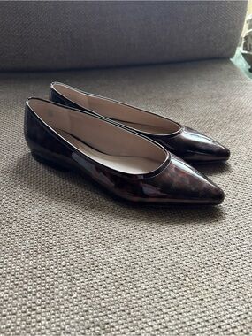Gianni Bernini  Tortoiseshell Pointed Toe Patent Ballet Flats